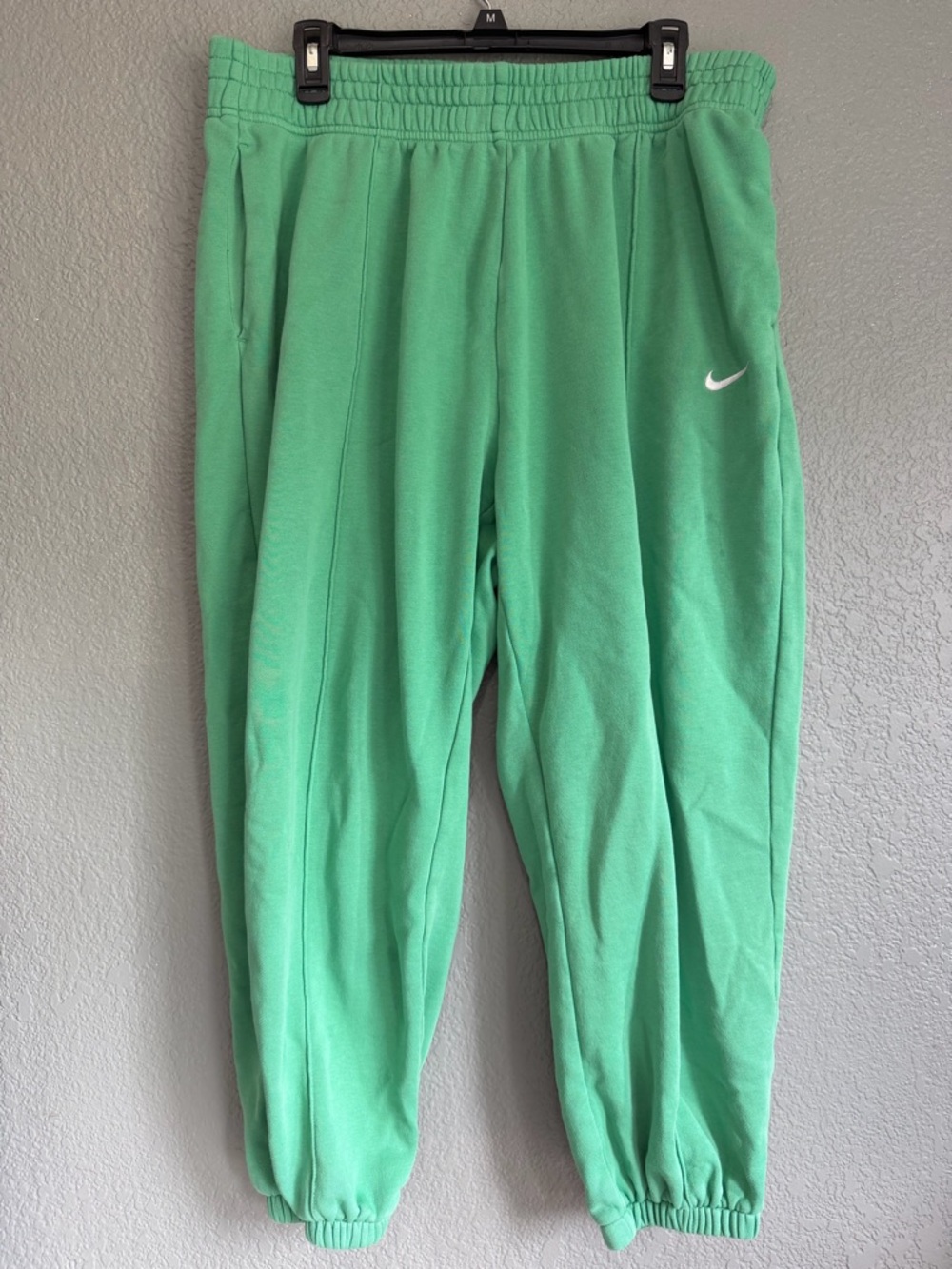 Nike Mint Green women’s Fleece Joggers with White Swoosh